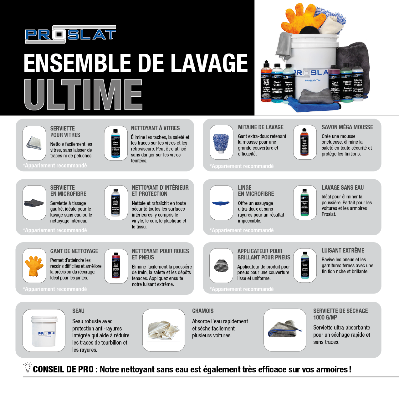 Ensemble savon nettoyant méga mousse avec mitaine et essoreuse