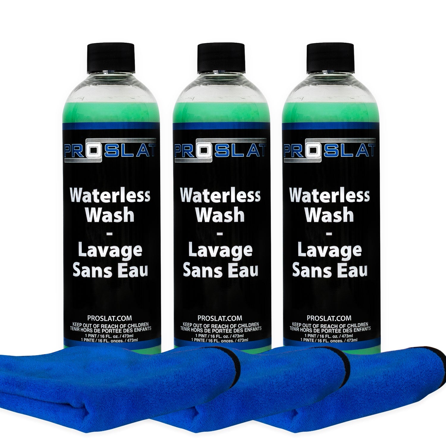 Nettoyant de lavage sans eau avec serviettes en velours corail – Lot de 3