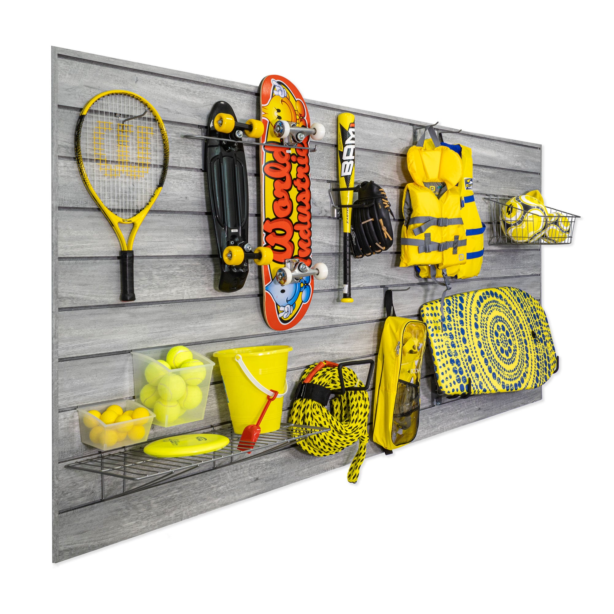 4 ft. x 8 ft. PROCORE+ Gray Wood PVC Slatwall – 4 Pack 128 sq ft