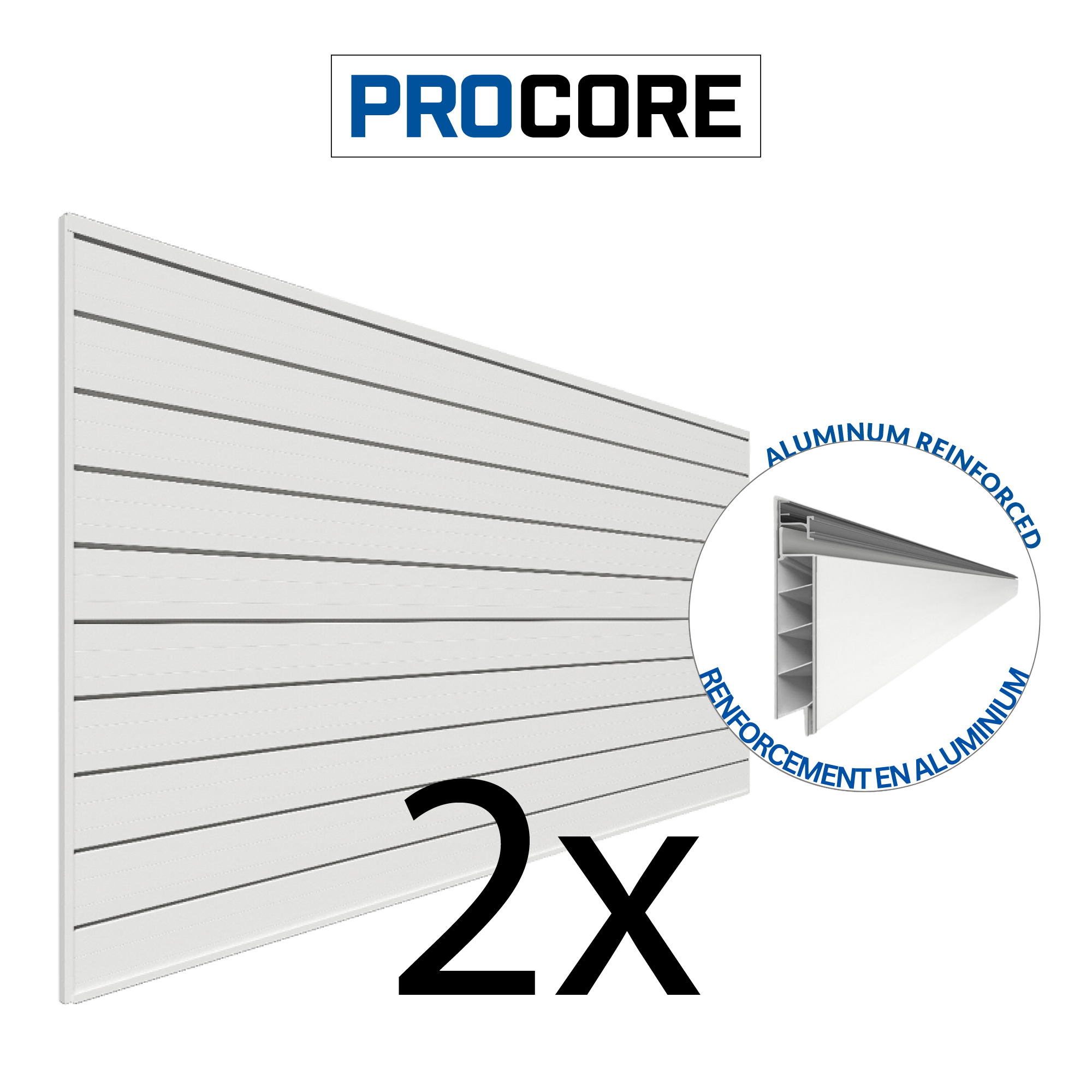 PROCORE – Panneaux en PVC de 4 pi x 8 pi Ensemble de 2 – 64 pieds carrés
