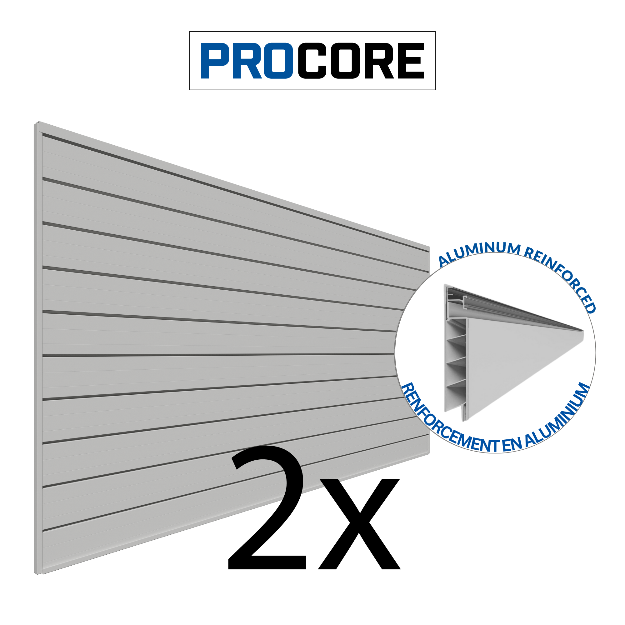 PROCORE – Panneaux en PVC de 4 pi x 8 pi Ensemble de 2 – 64 pieds carrés