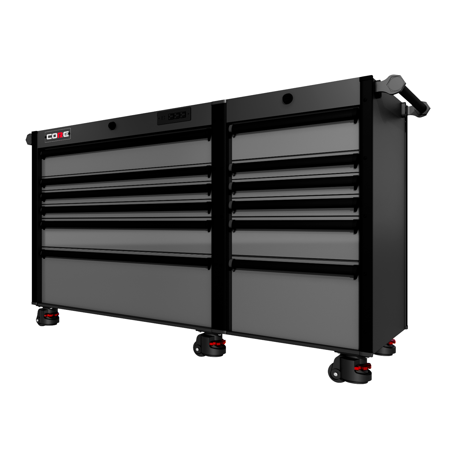 66 Series - 12 Drawers - Black Handles - Foot Casters