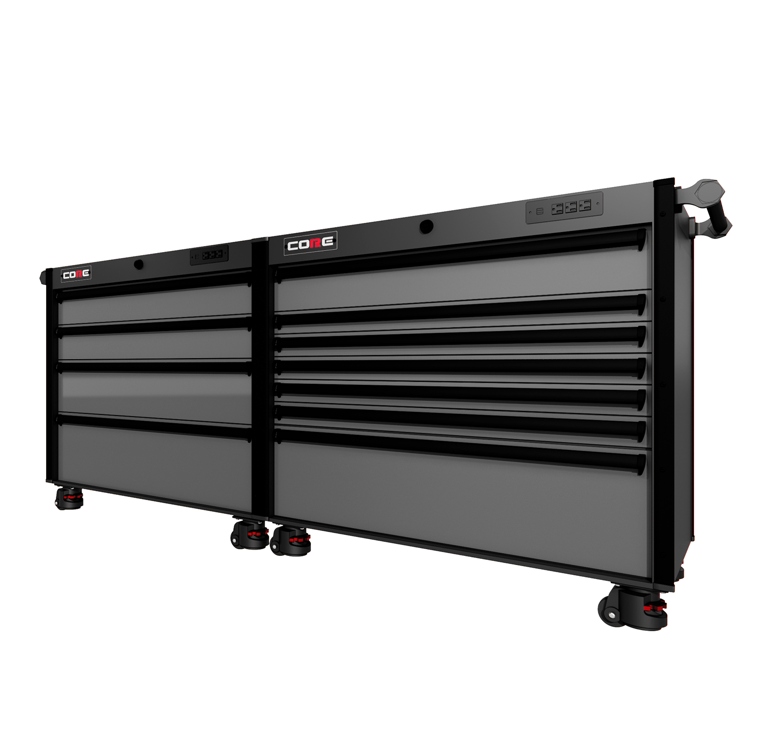 88 Series - 11 Drawers - Black Handles - Foot Casters