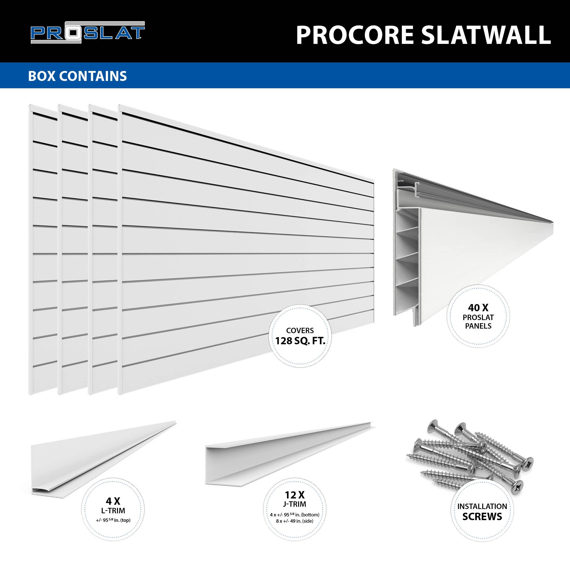 PROCORE – Panneaux en PVC de 4 pi x 8 pi – Ensemble de 4 – 128 pieds carrés