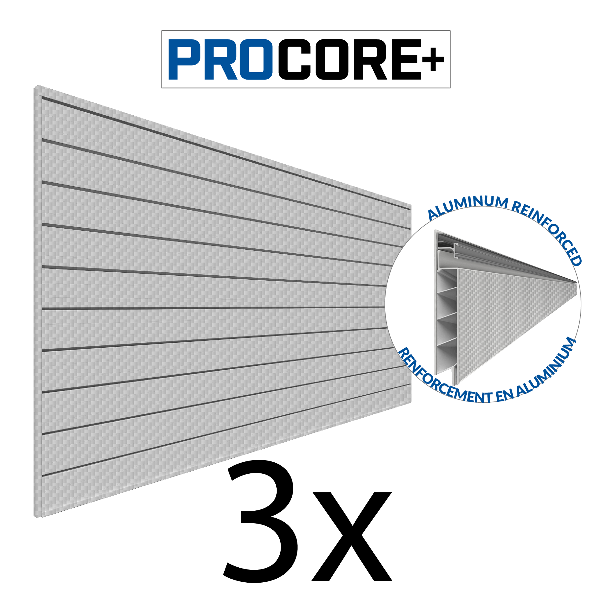 PROCORE PLUS Panneaux en PVC de 4 pi x 8 pi – Ensemble de 3 – 96 pieds carrés