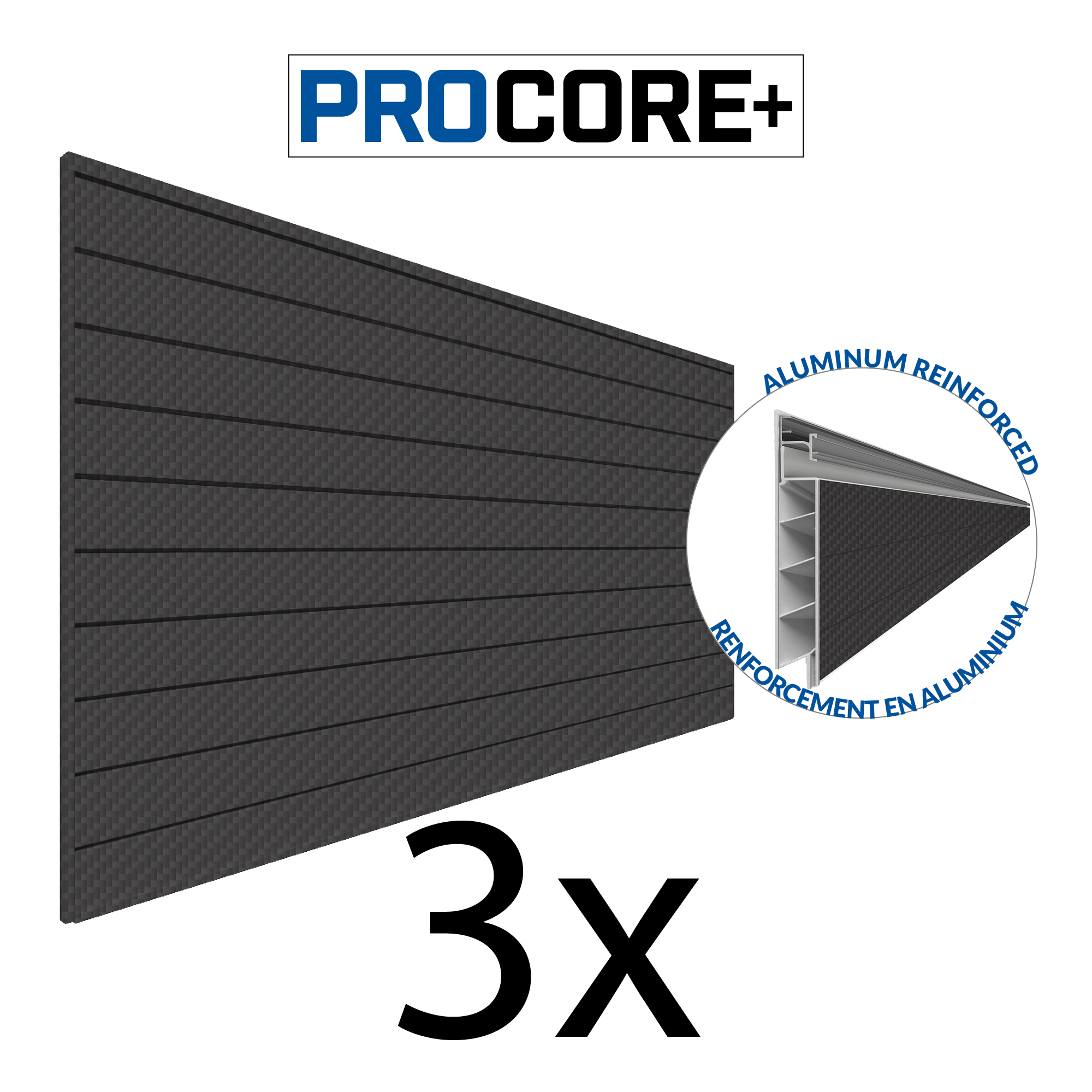 PROCORE PLUS Panneaux en PVC de 4 pi x 8 pi – Ensemble de 3 – 96 pieds carrés