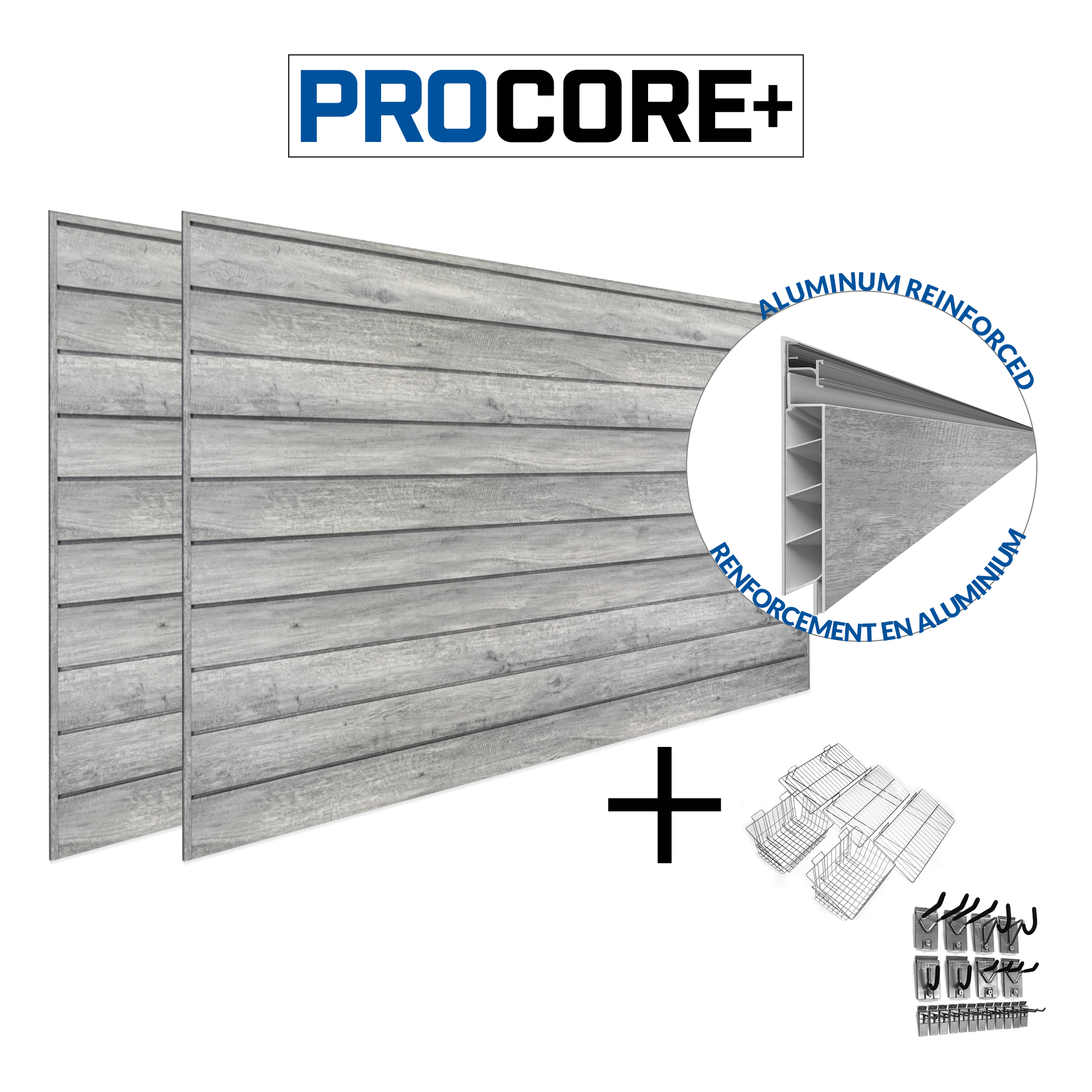 PROCORE+ Grey Wood Slatwall Ultimate Bundle