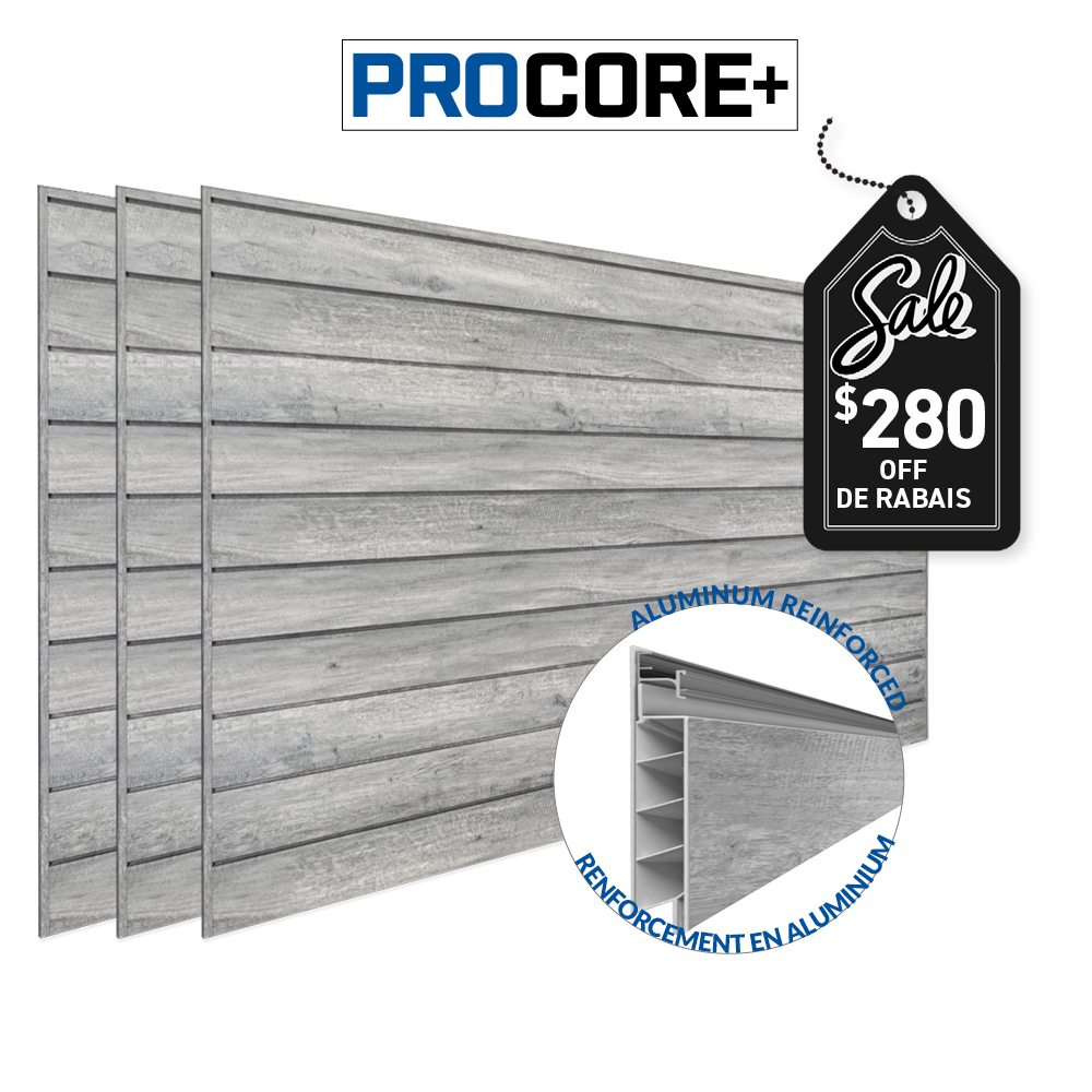 PROCORE+ Panneaux en PVC au fini bois gris – Ensemble de 2 – 64 pieds carrés