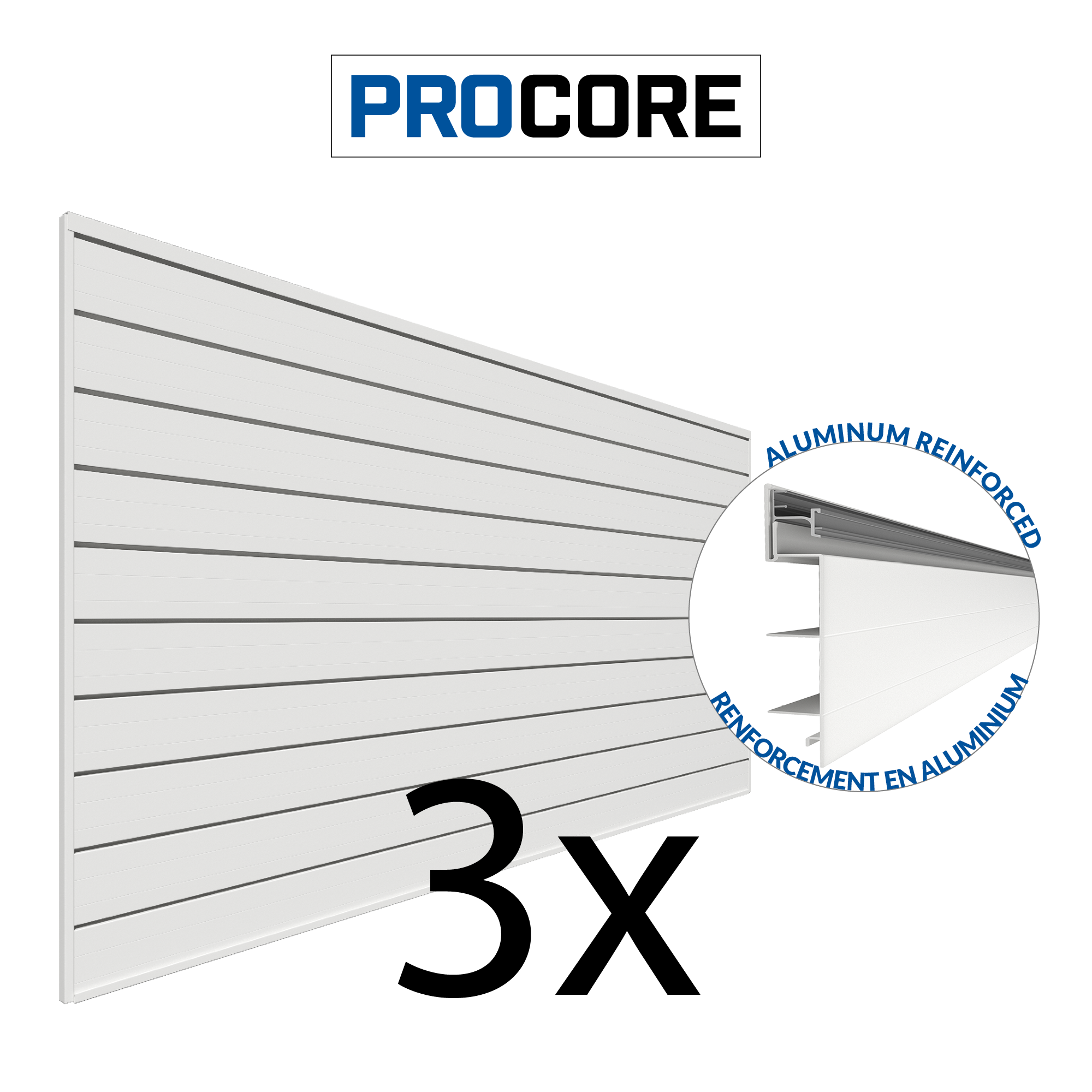 PROCORE – Panneaux en PVC de 4 pi x 8 pi – Ensemble de 3 – 96 pieds carrés