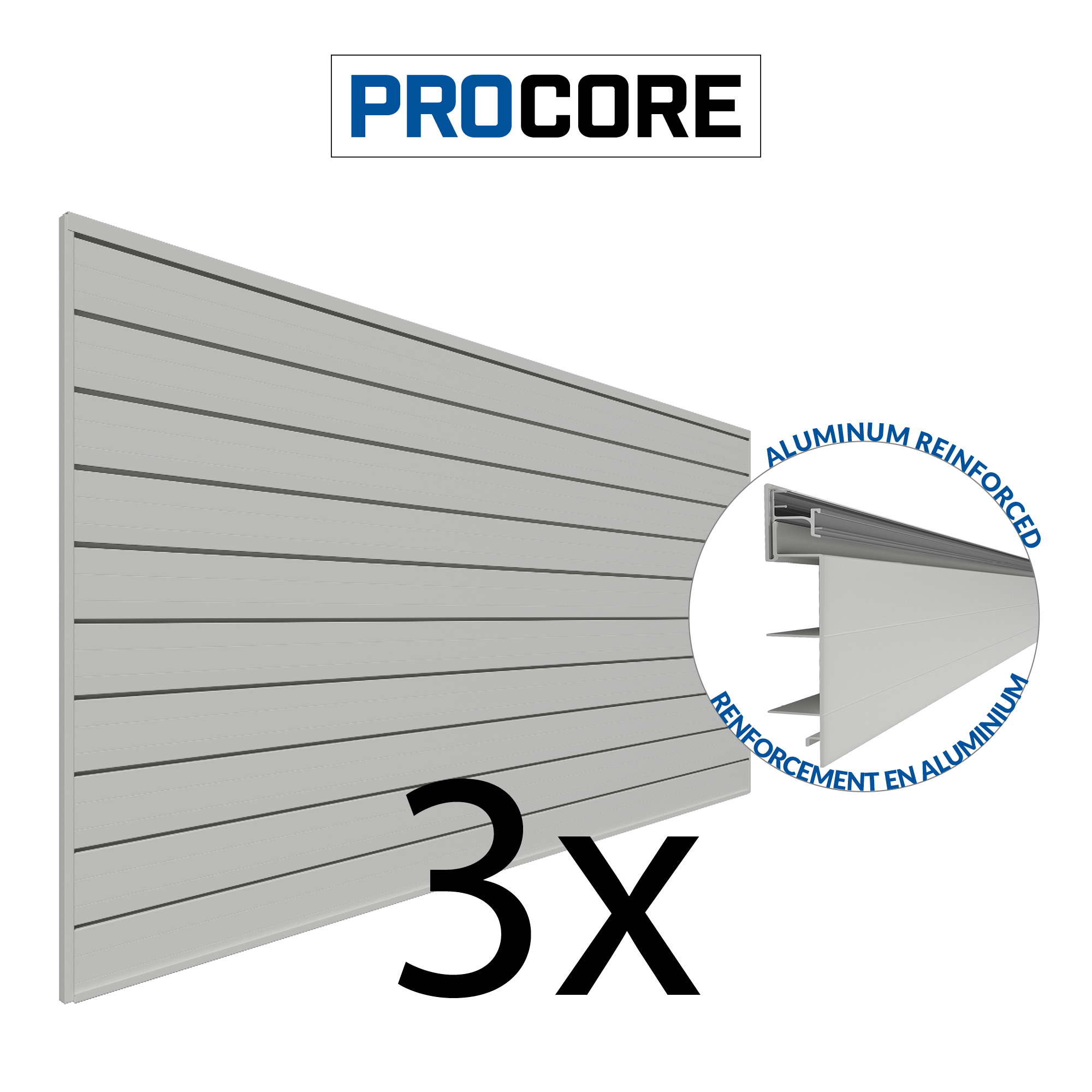 PROCORE – Panneaux en PVC de 4 pi x 8 pi – Ensemble de 3 – 96 pieds carrés