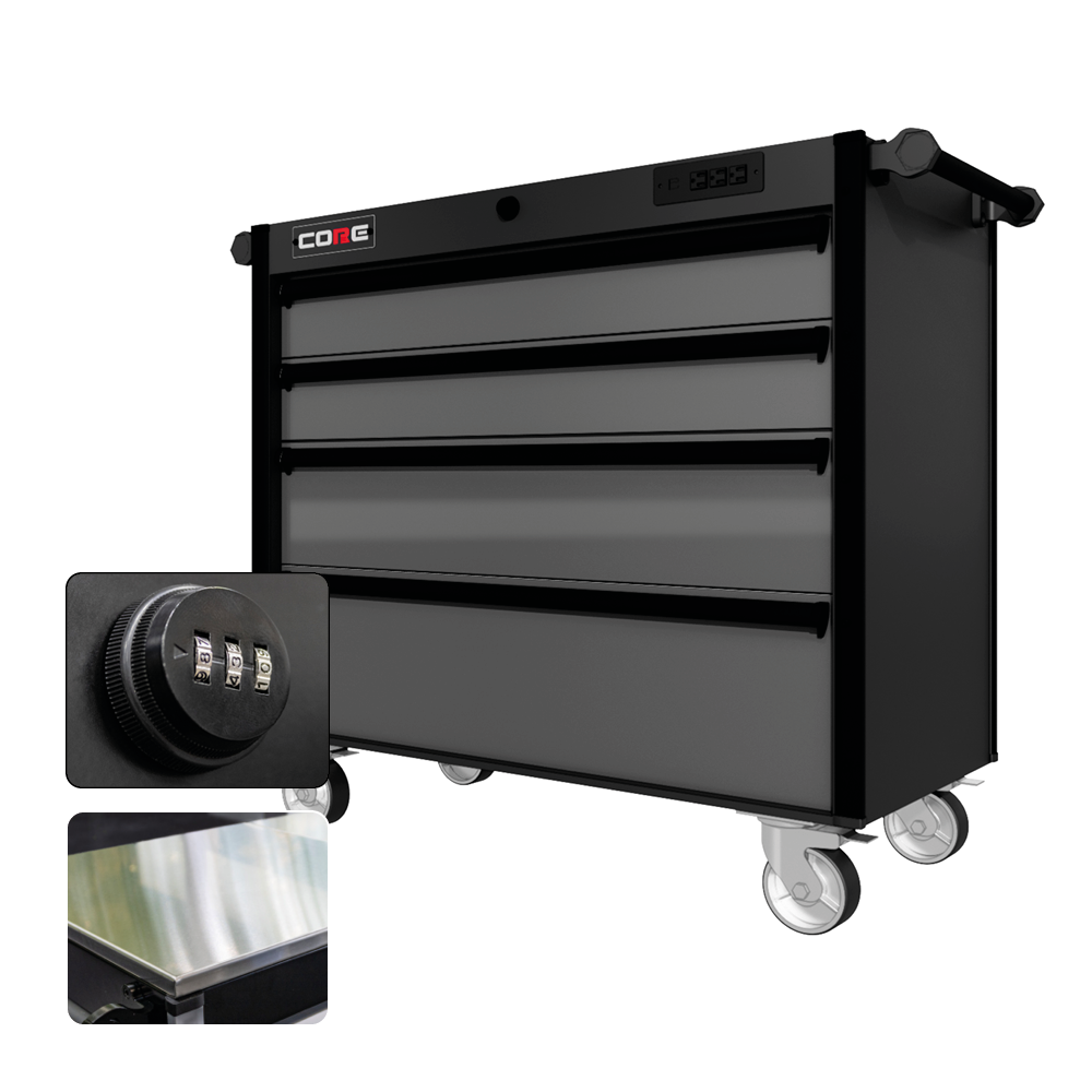 44 Series - 4 Drawers - Black Handles - Traditional Casters