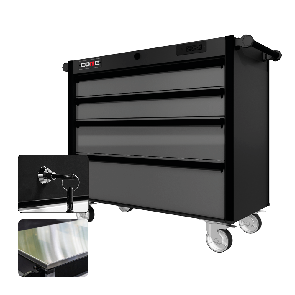 44 Series - 4 Drawers - Black Handles - Traditional Casters