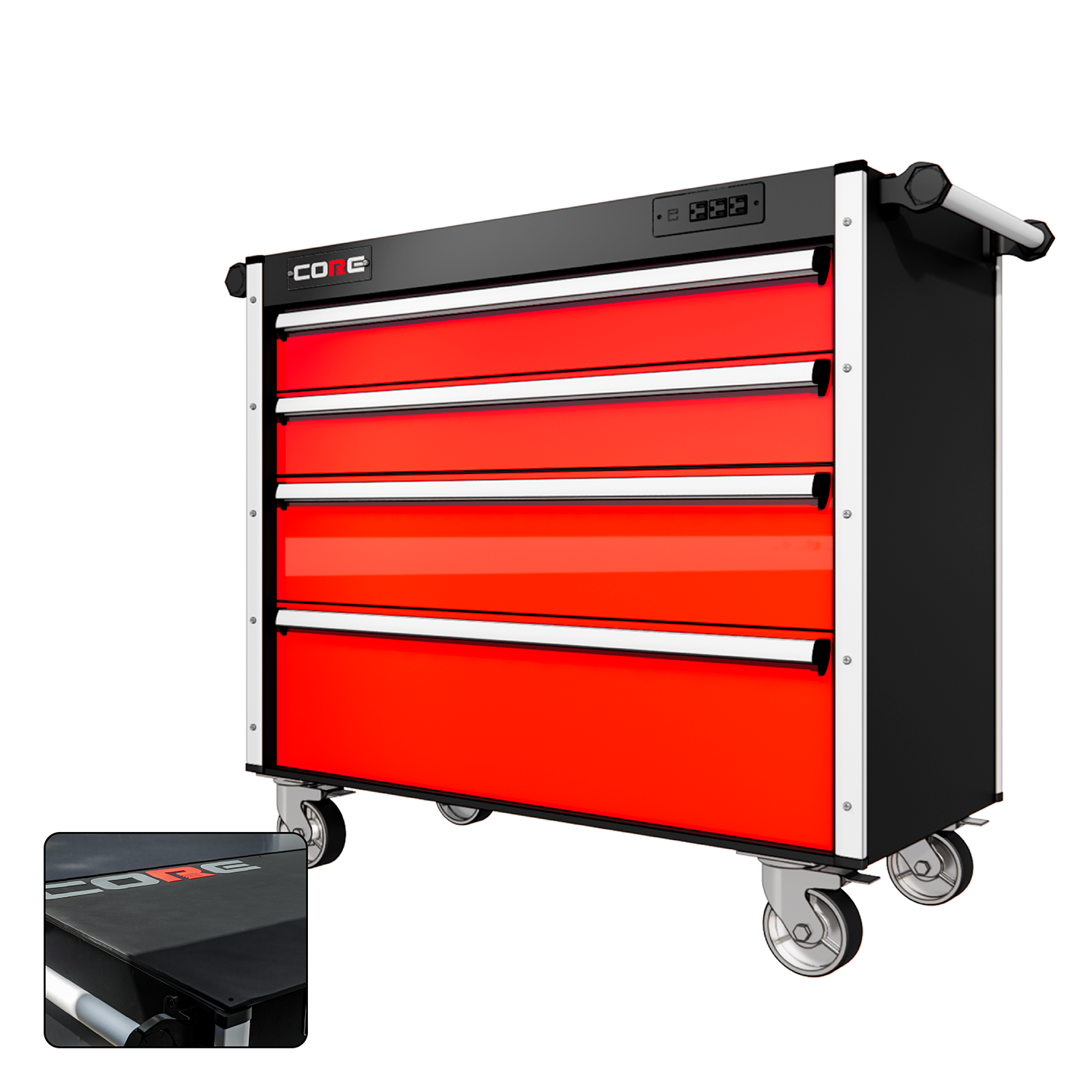 44 Series - 4 Drawers - Silver Handles - Traditional Casters