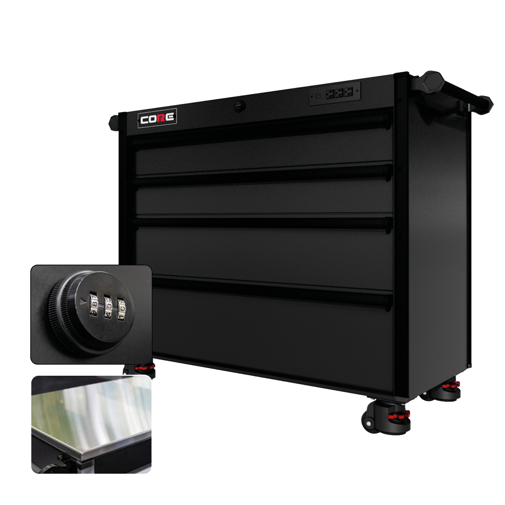 44 Series - 4 Drawers - Black Handles - Foot Casters