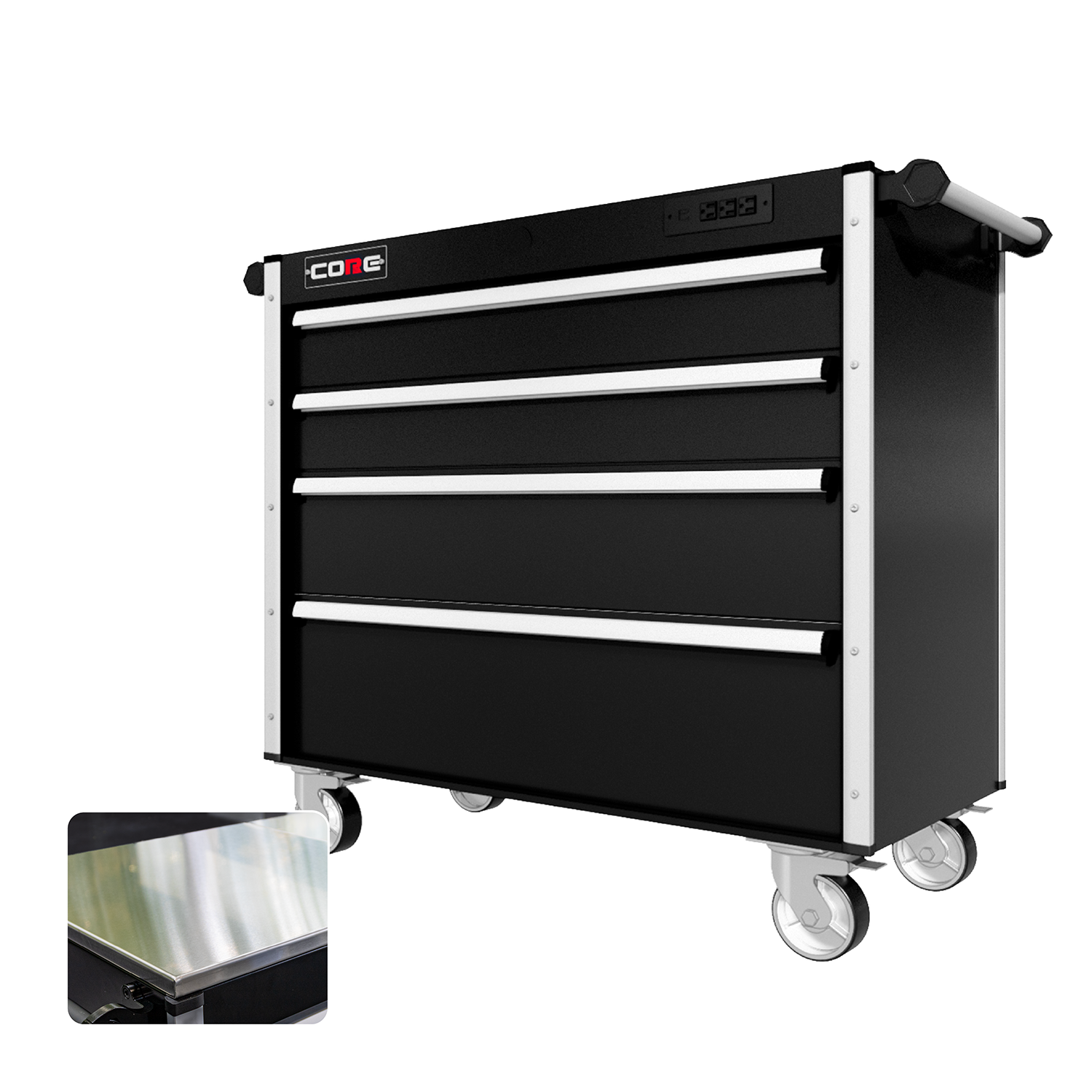 44 Series - 4 Drawers - Silver Handles - Traditional Casters