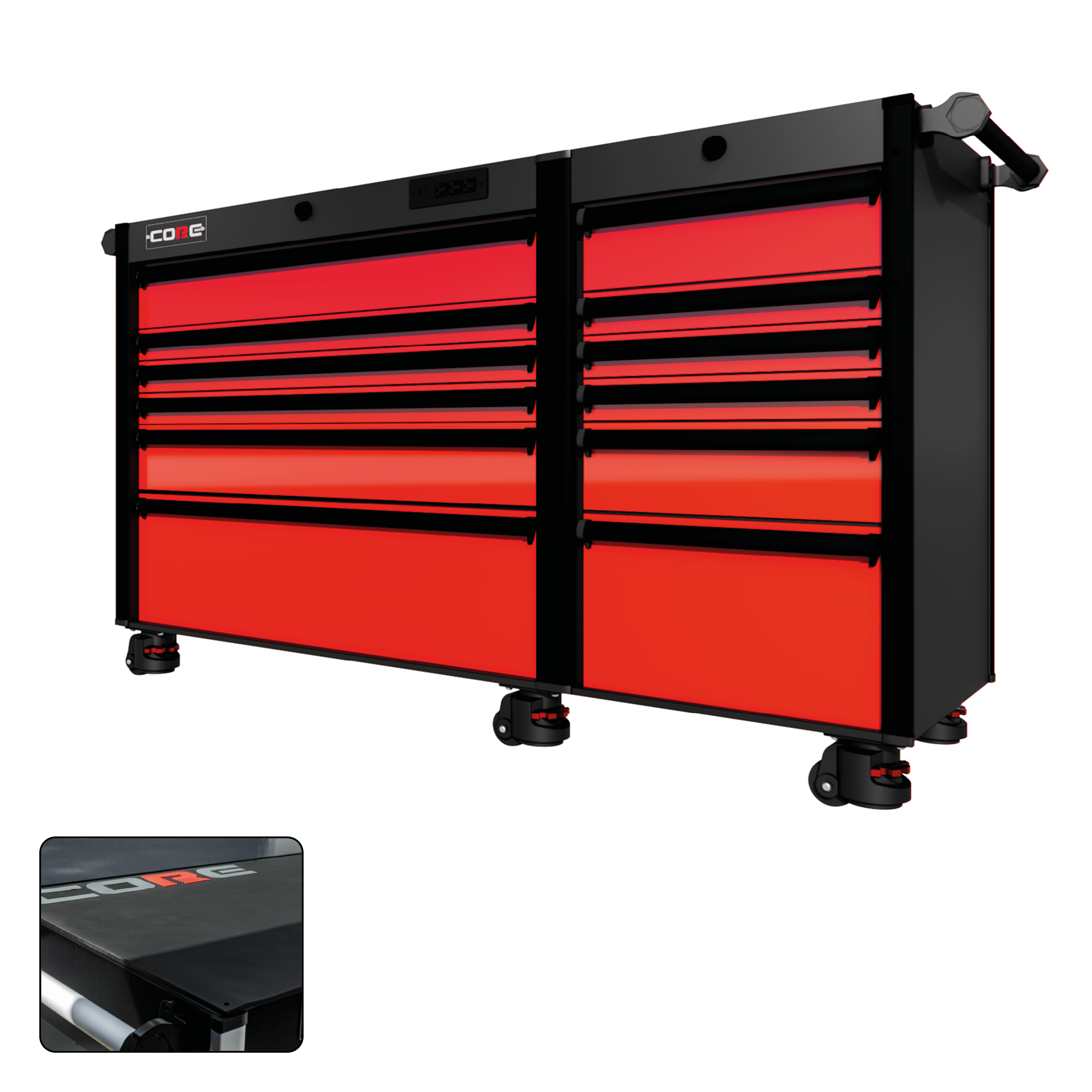 66 Series - 12 Drawers - Black Handles - Foot Casters