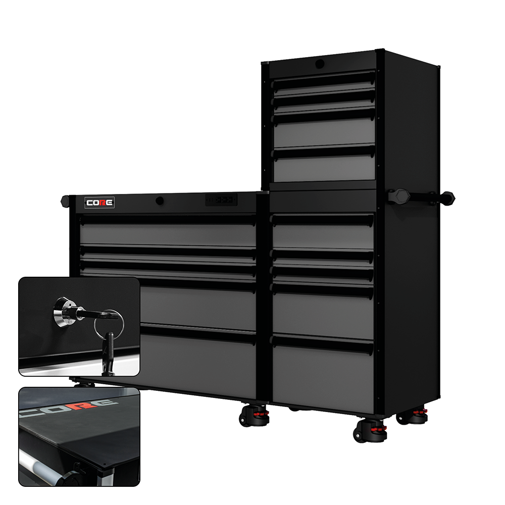 66 Series - 15 Drawers - Black Handles - Foot Casters