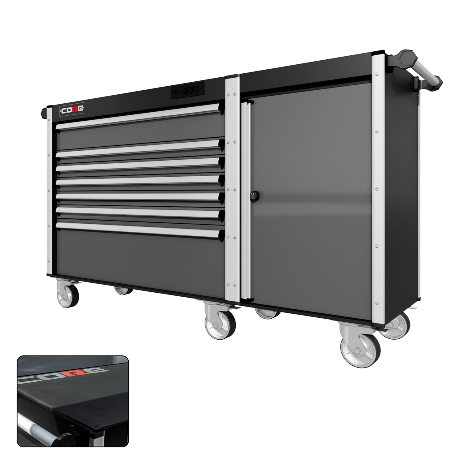 66 Series - 7 Drawers - Silver Handles - Traditional Casters