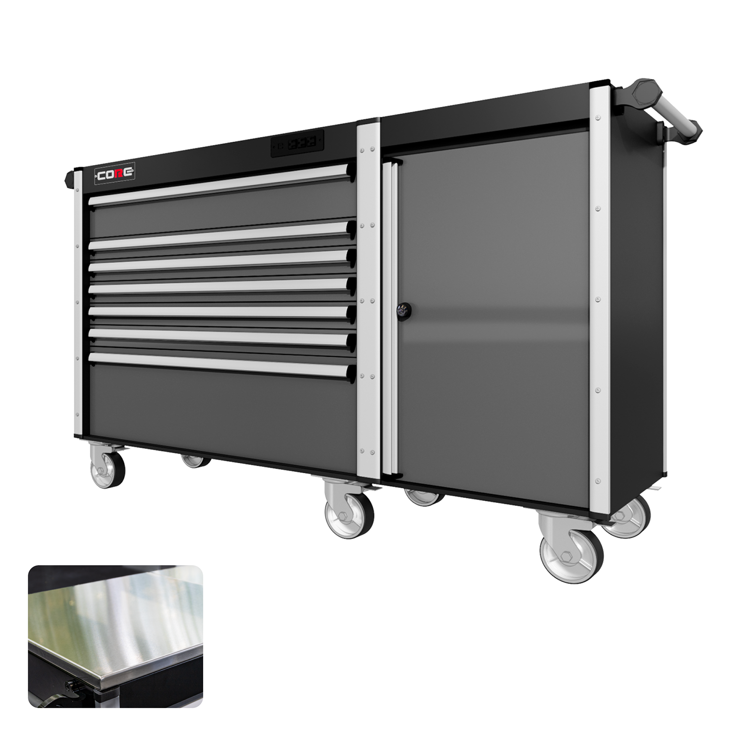 66 Series - 7 Drawers - Silver Handles - Traditional Casters