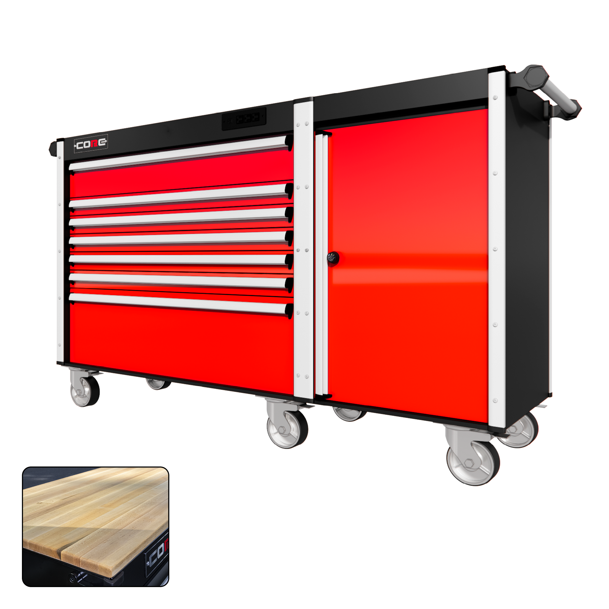 66 Series - 7 Drawers - Silver Handles - Traditional Casters