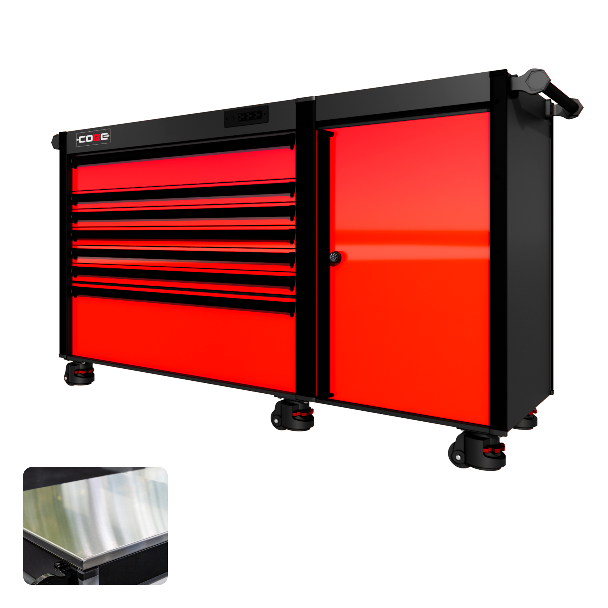 66 Series - 7 Drawers - Black Handles - Foot Casters