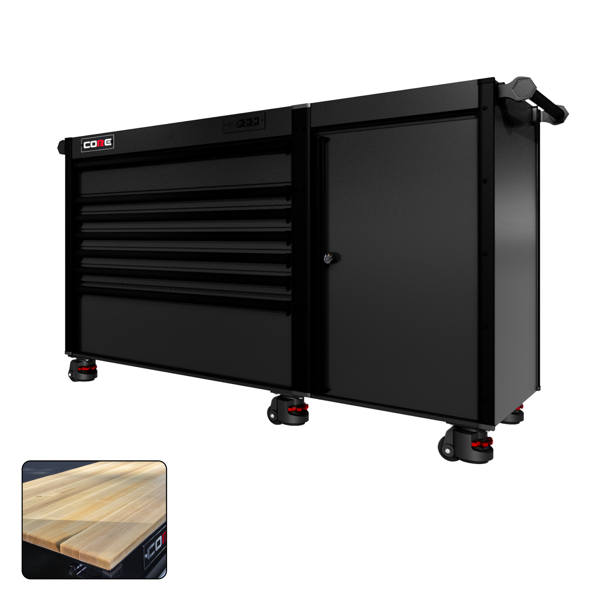 66 Series - 7 Drawers - Black Handles - Foot Casters