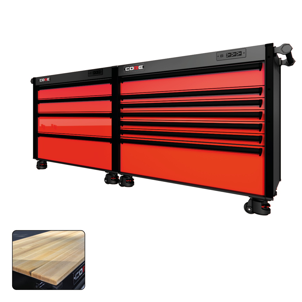 88 Series - 11 Drawers - Black Handles - Foot Casters
