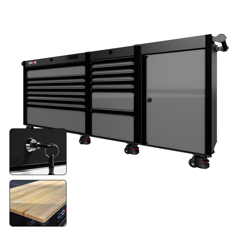 88 Series - 13 Drawers - Black Handles - Foot Casters