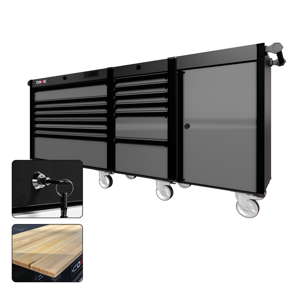 88 Series - 13 Drawers - Black Handles - Traditional Casters