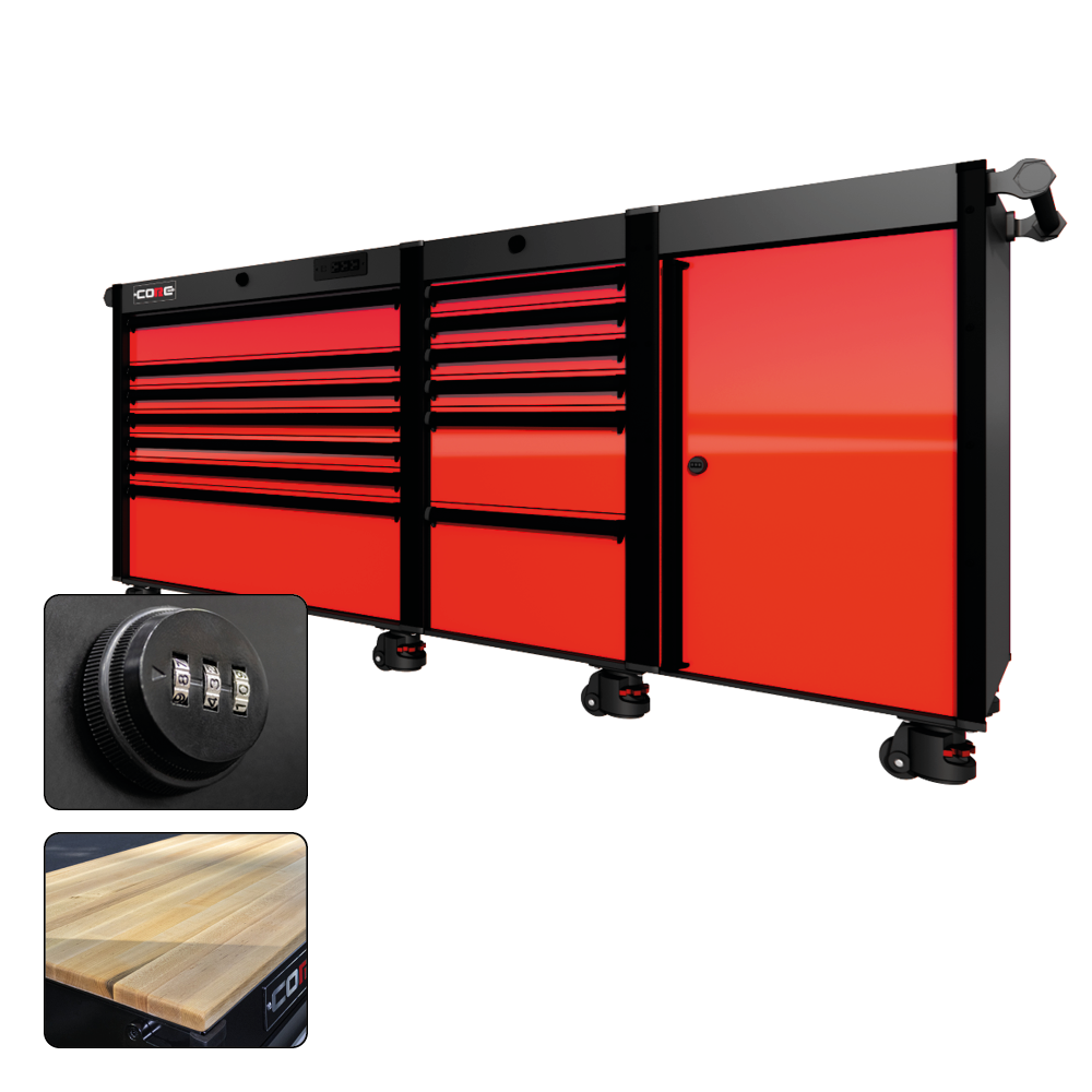 88 Series - 13 Drawers - Black Handles - Foot Casters