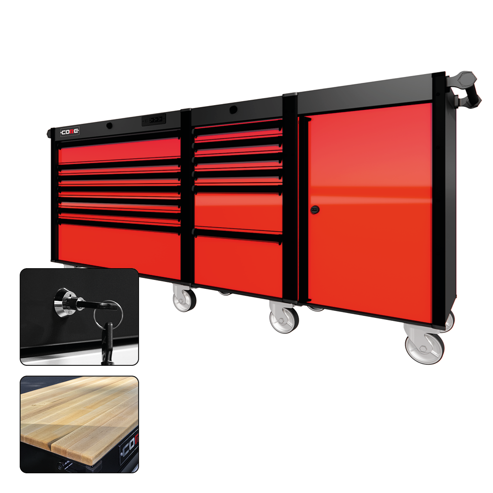 88 Series - 13 Drawers - Black Handles - Traditional Casters