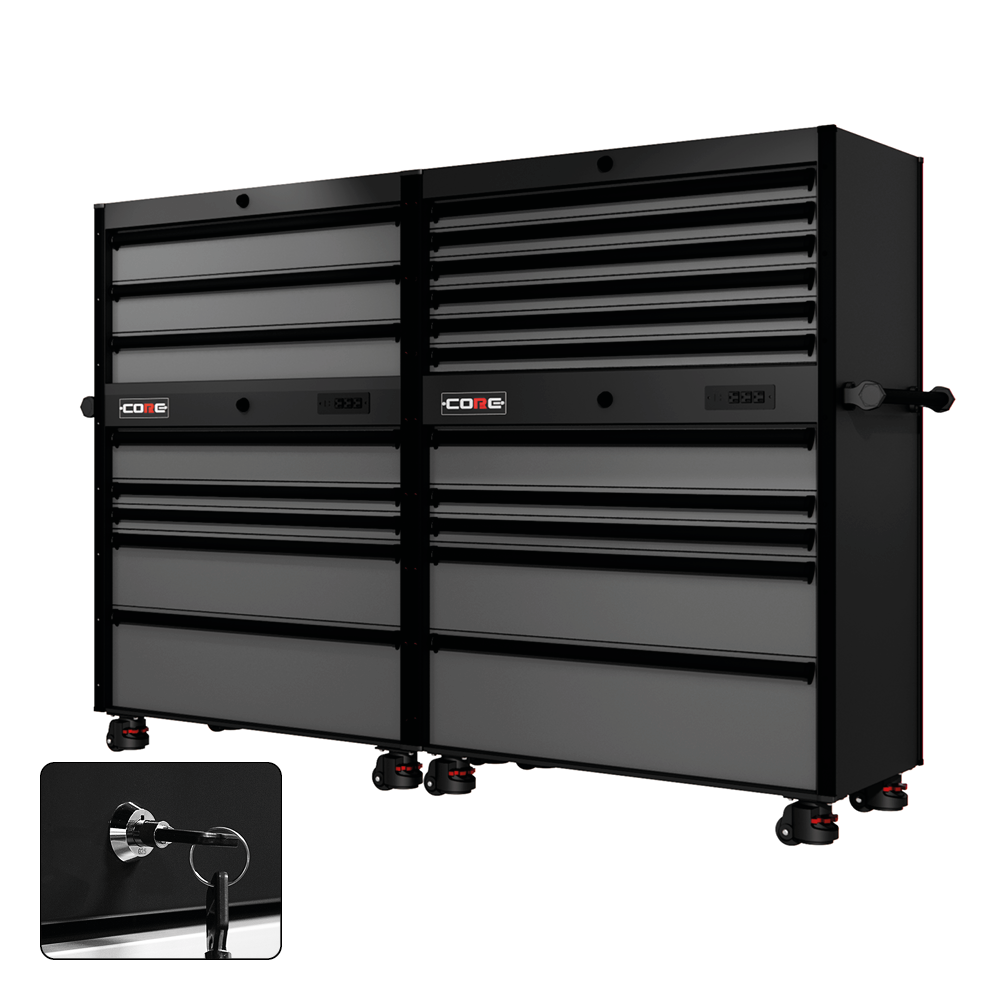 88 Series - 19 Drawers - Black Handles - Foot Casters