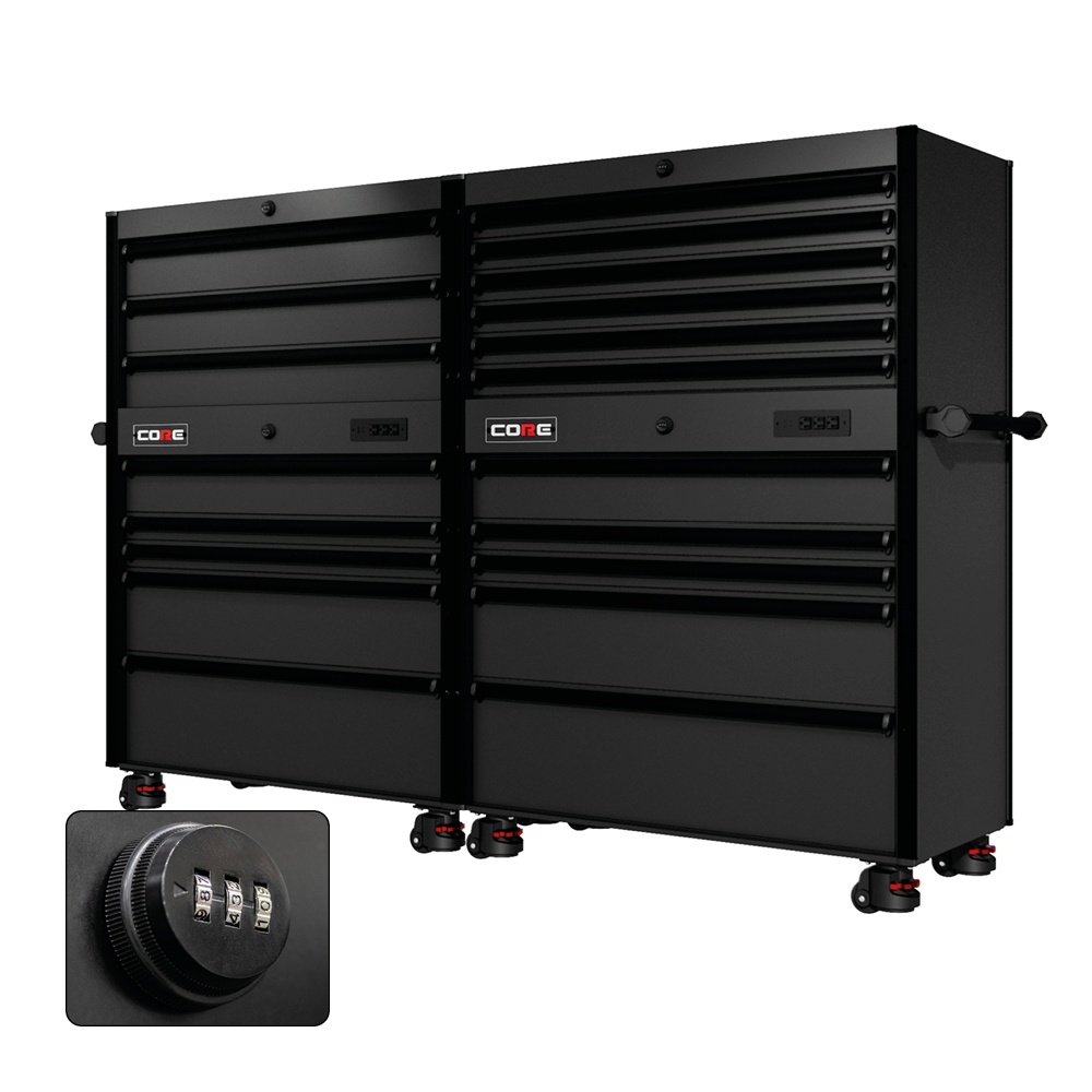 88 Series - 19 Drawers - Black Handles - Foot Casters