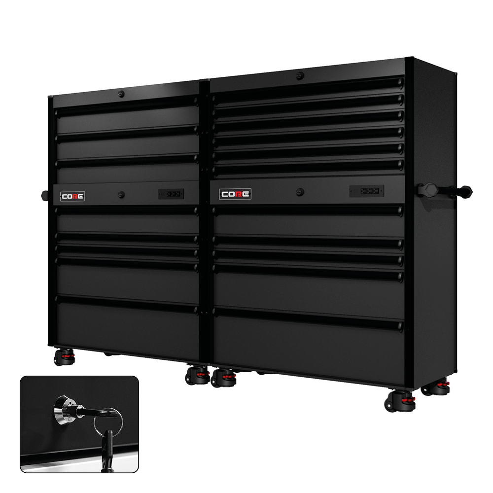 88 Series - 19 Drawers - Black Handles - Foot Casters