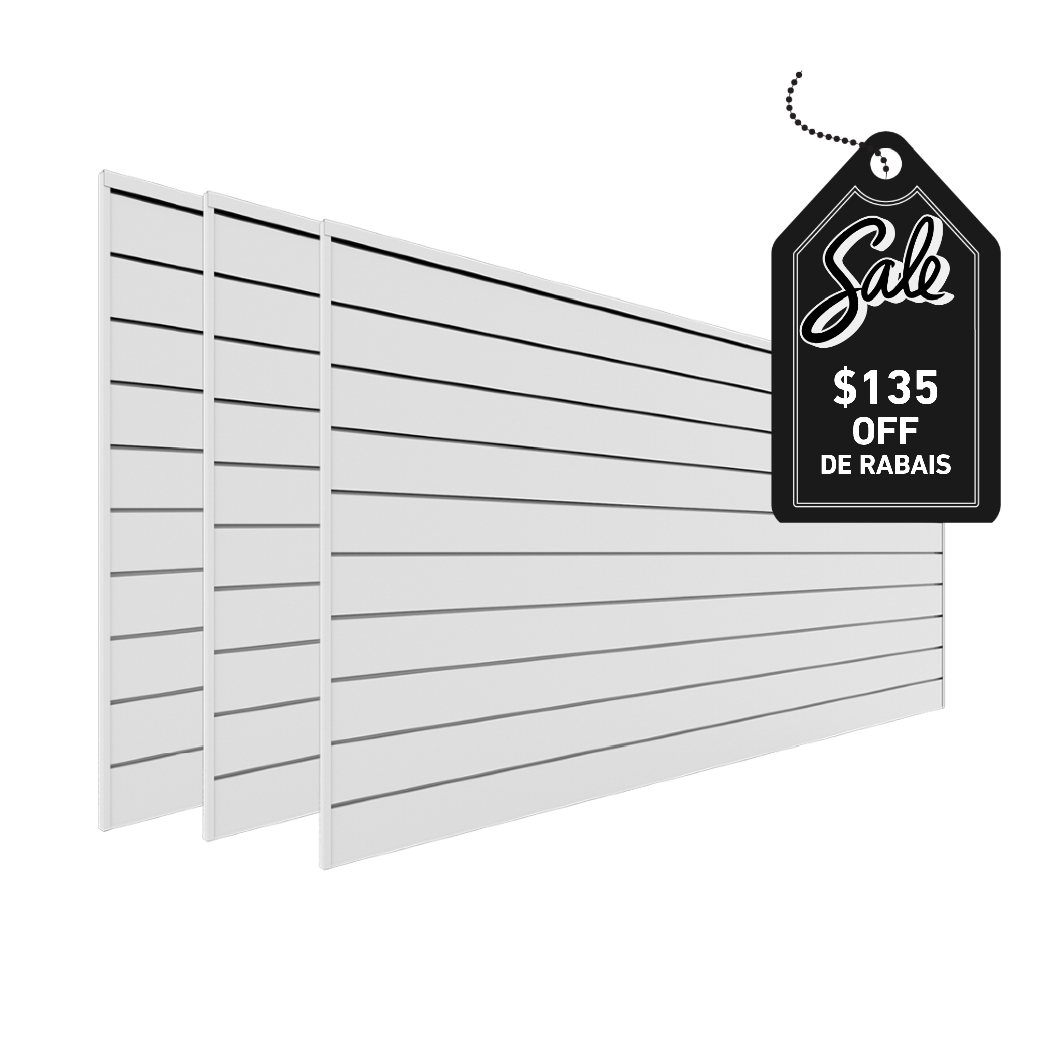 4 ft. x 8 ft. PVC Slatwall – 3 pack 96 sq ft