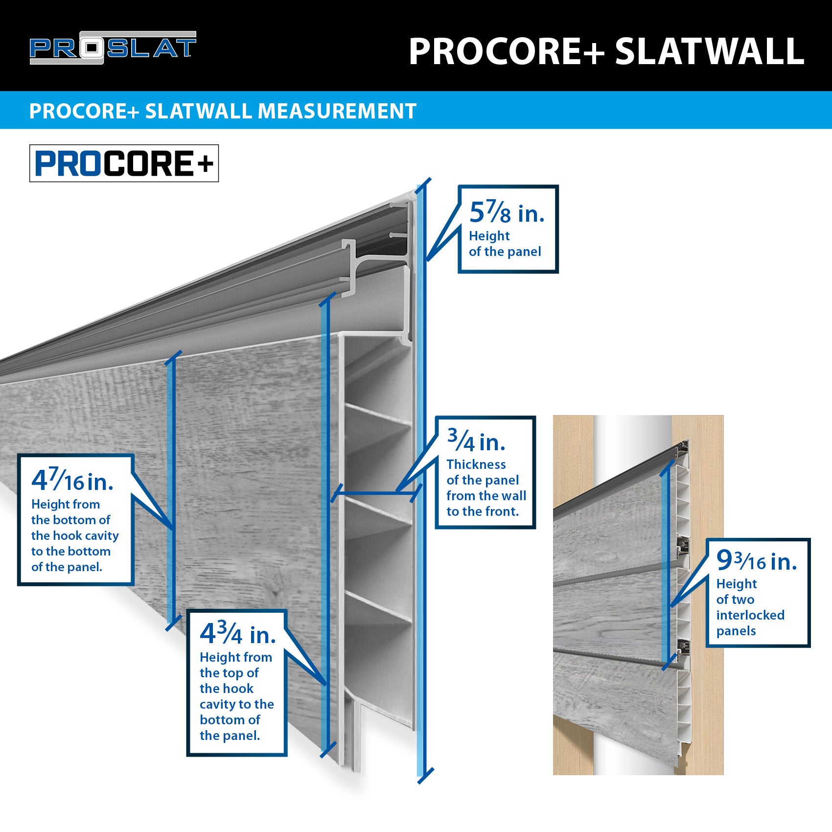 4 x 8 ft. PROCORE+ Gray Wood PVC Slatwall – 2 Pack 64 sq ft