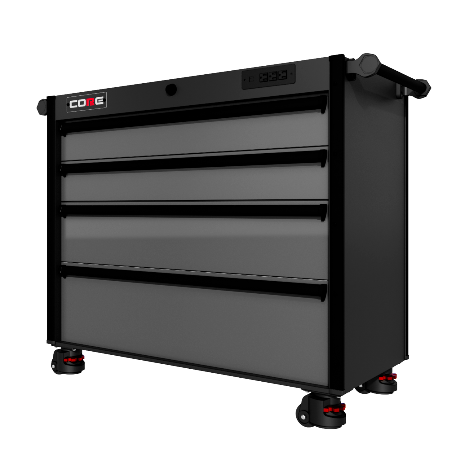 44 Series - 4 Drawers - Black Handles - Foot Casters