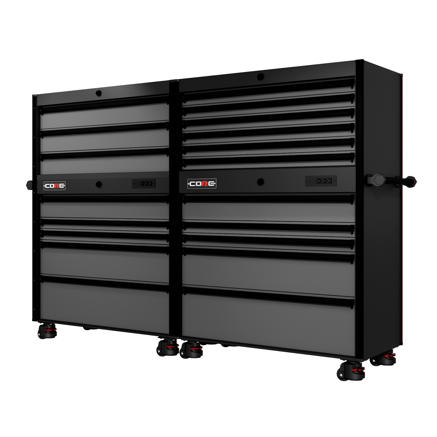 88 Series - 19 Drawers - Black Handles - Foot Casters