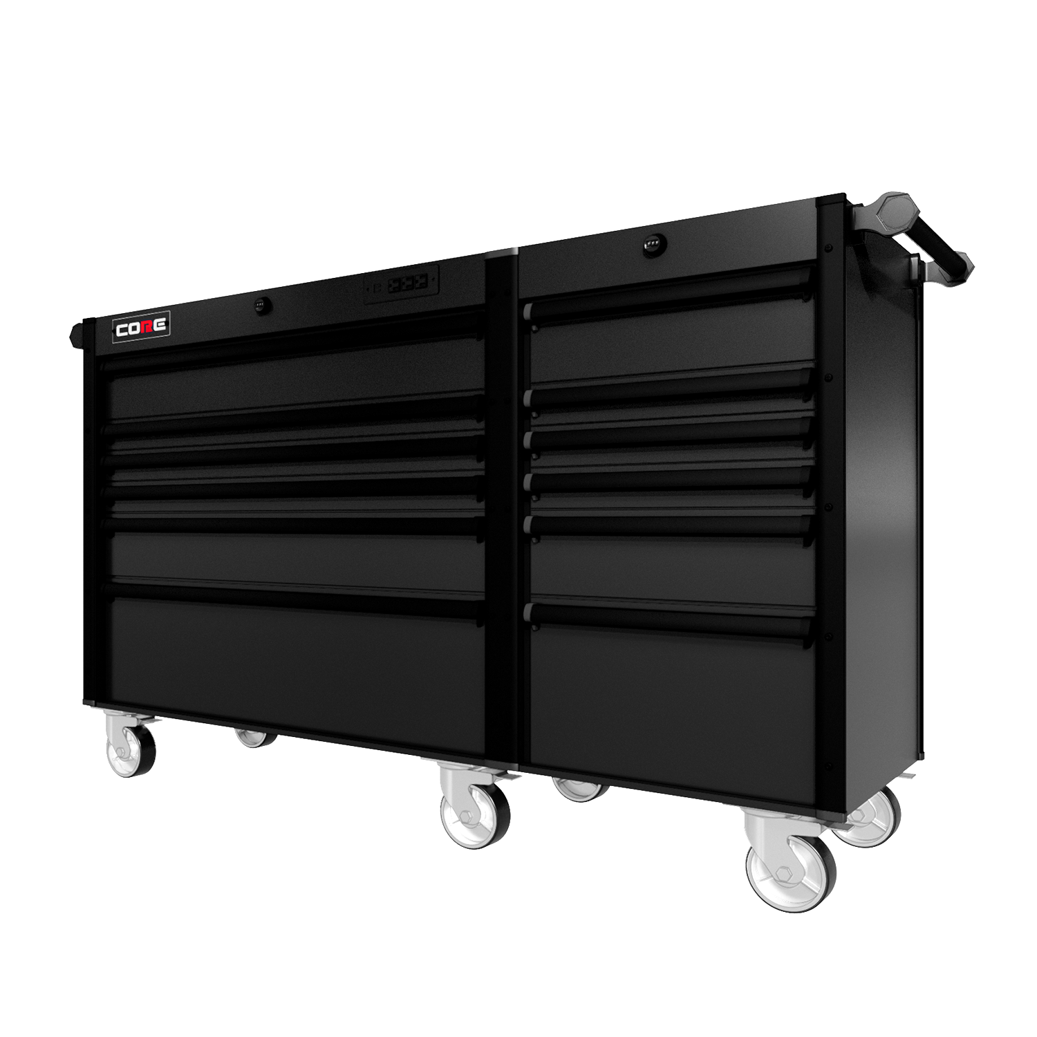 66 Series - 12 Drawers - Black Handles - Traditional Casters