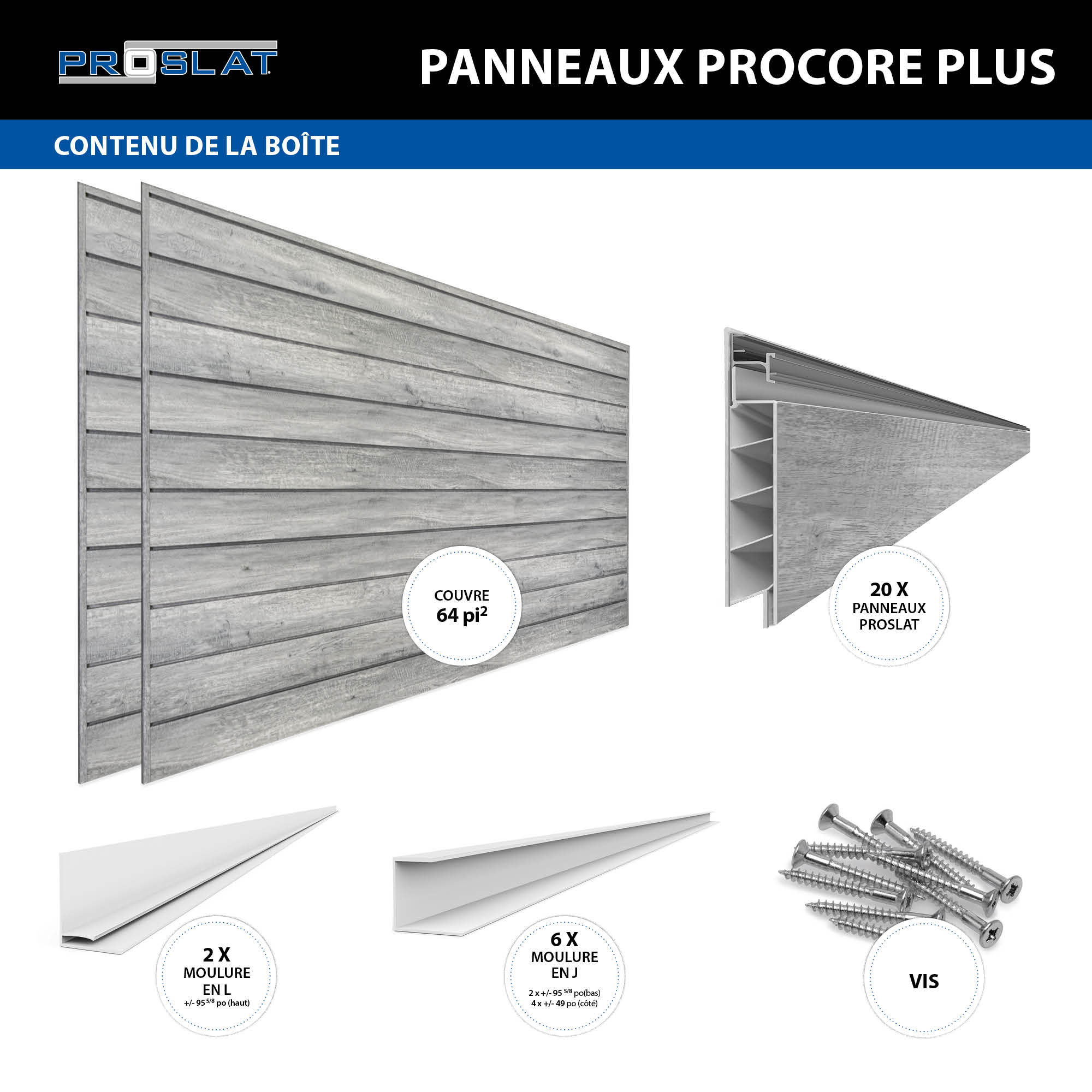 4 ft. x 8 ft. PROCORE PLUS PVC Slatwall – 2 Pack 64 sq ft