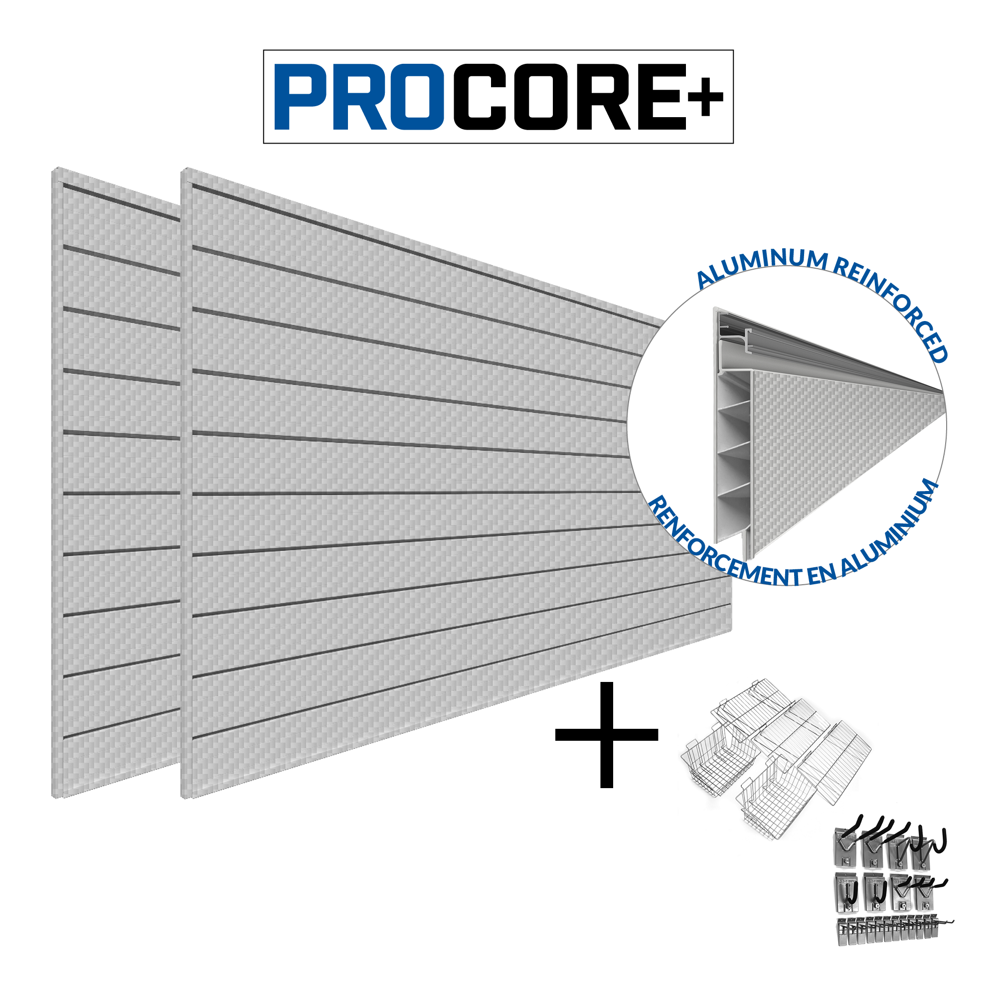 PROCORE+ Silver Grey Carbon Fiber Slatwall Ultimate Bundle