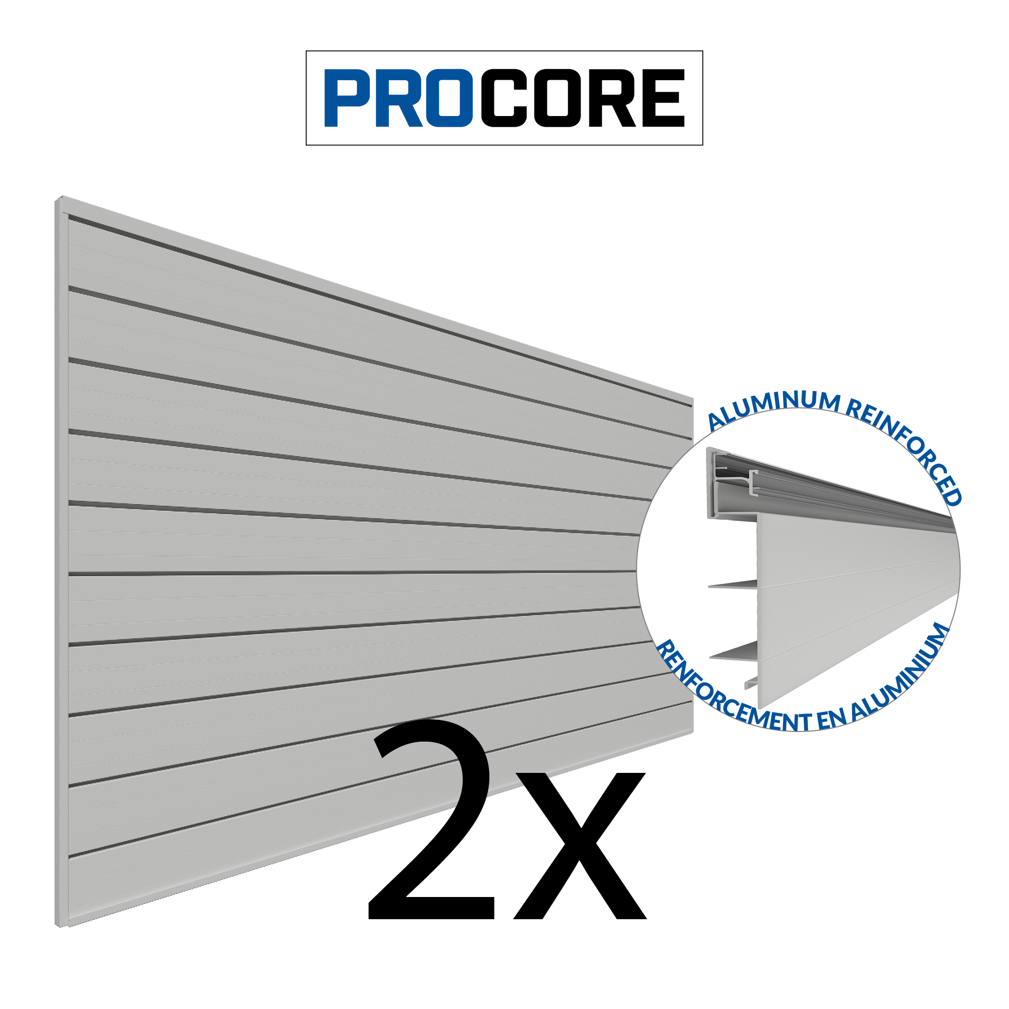 PROCORE – Panneaux en PVC de 4 pi x 8 pi Ensemble de 2 – 64 pieds carrés