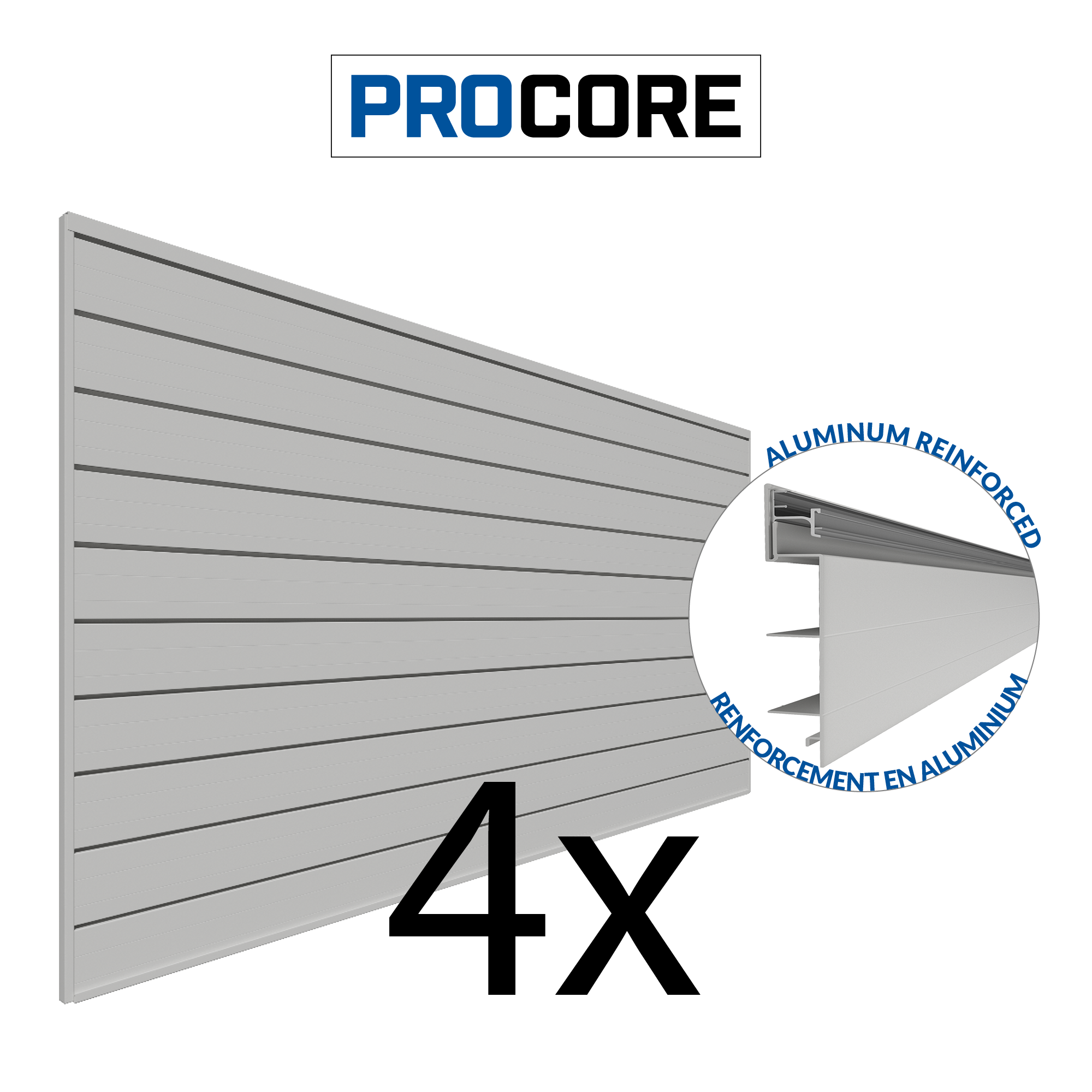 PROCORE – Panneaux en PVC de 4 pi x 8 pi – Ensemble de 4 – 128 pieds carrés