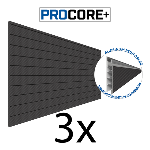 8 ft. x 4 ft. PROCORE+ Black Carbon Fiber PVC Slatwall – 3 Pack 96 sq ft