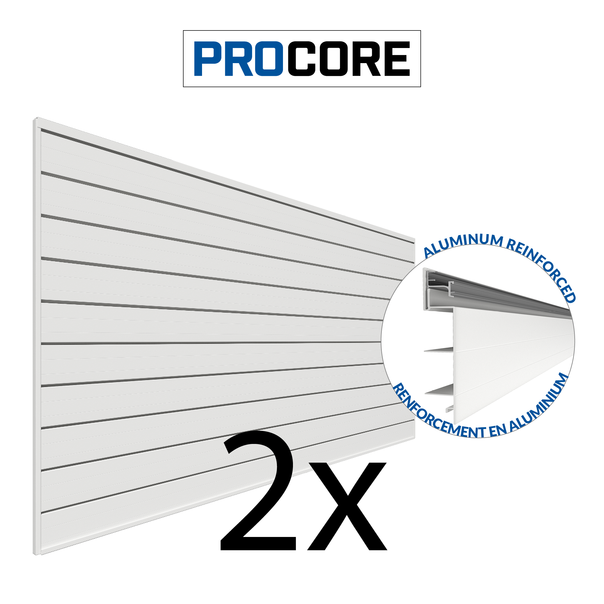 PROCORE – Panneaux en PVC de 4 pi x 8 pi Ensemble de 2 – 64 pieds carrés