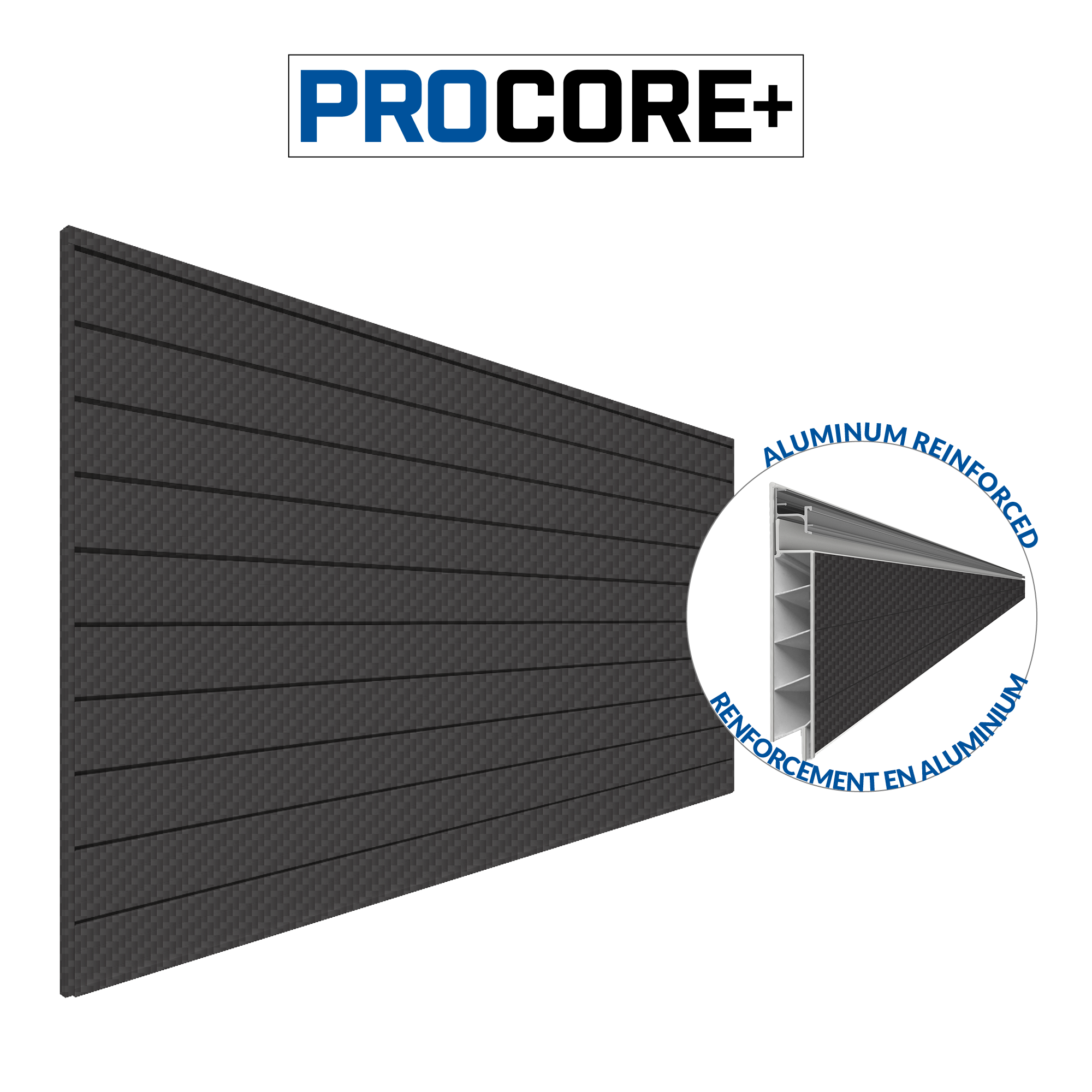 PROCORE+ Panneaux en PVC fibre de carbone noire de 8 pi x 4 pi