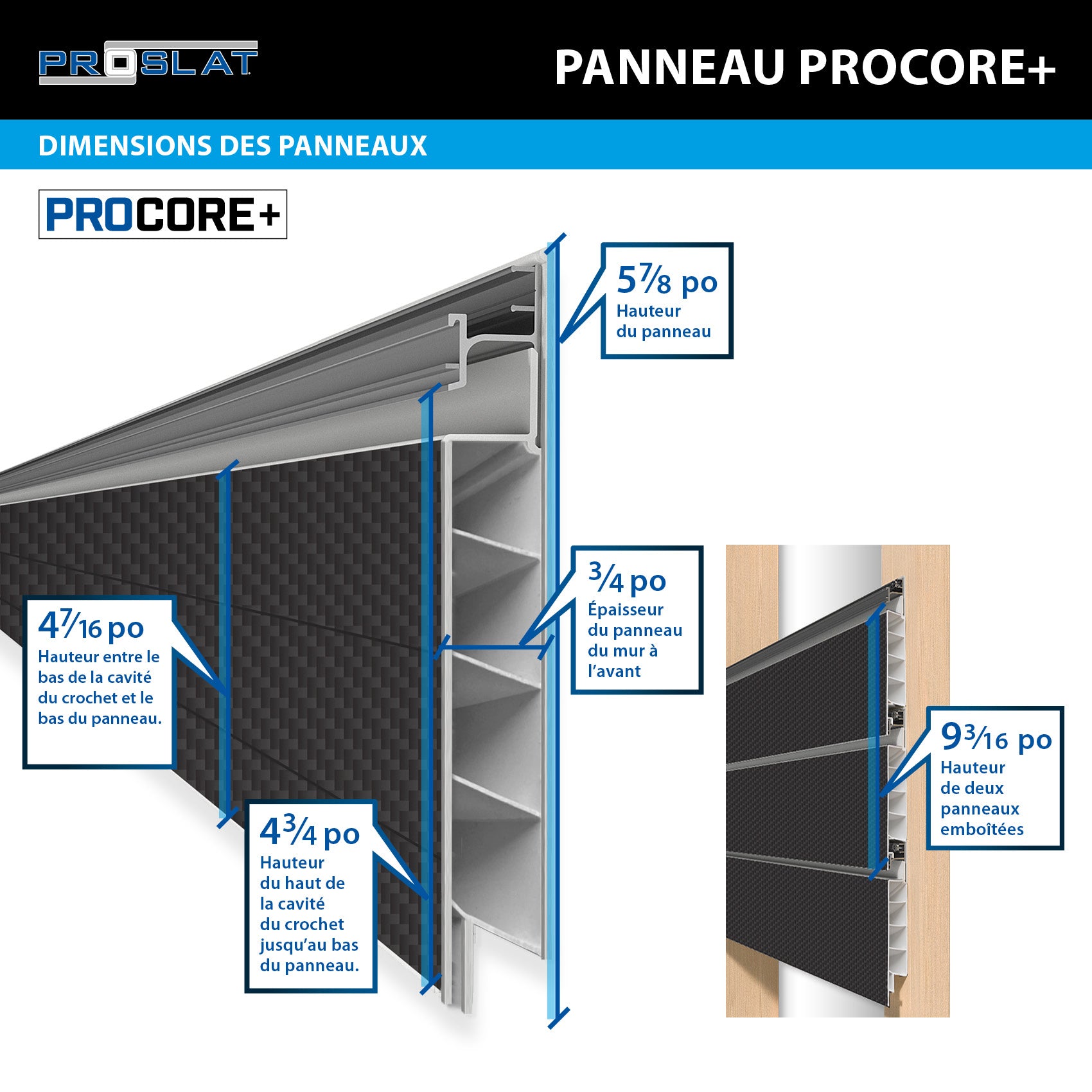 8 ft. x 4 ft. PROCORE+ Black Carbon Fiber PVC Slatwall – 2 Pack 64 sq ft