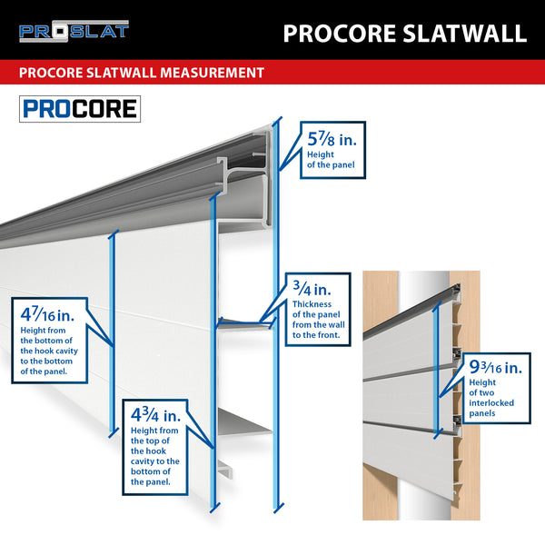 8 ft.  x 4 ft. PROCORE PVC Slatwall White - 2 Pack 64 sq ft